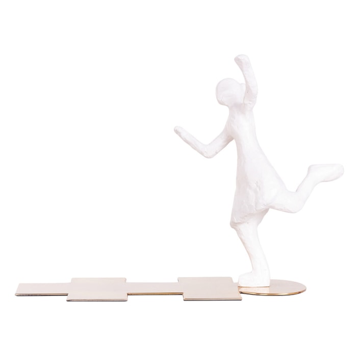 Escultura de Resina e Metal Brincando de Amarelinha - 28cm - Madel Home