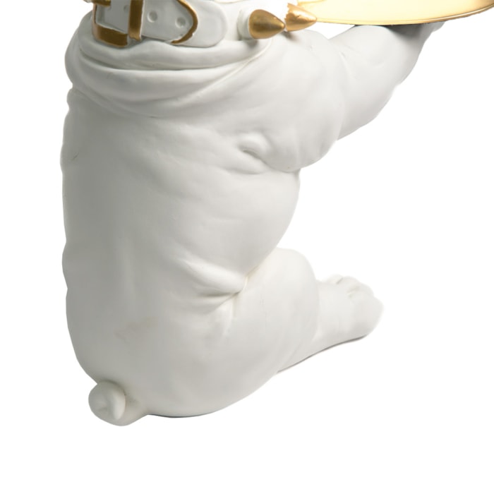 Escultura de Resina e Metal Dog Servindo Branco - 36cm - Madel Home