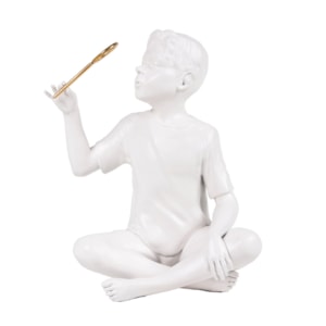 Escultura de Resina e Metal Gael Branco - 31cm