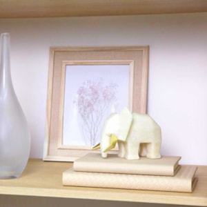 Escultura de Resina Elefante Pedra Off-White - 15cm