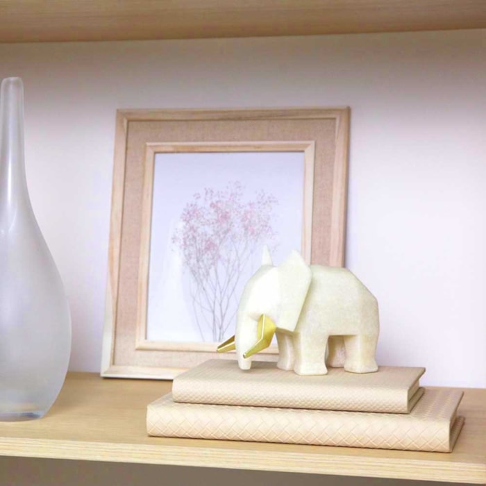 Escultura de Resina Elefante Pedra Off-White - 15cm - Madel Home