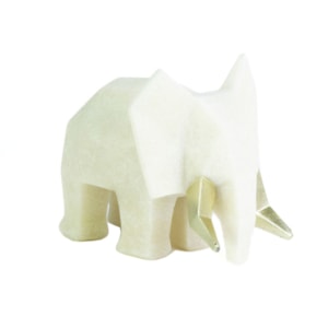 Escultura de Resina Elefante Pedra Off-White - 15cm