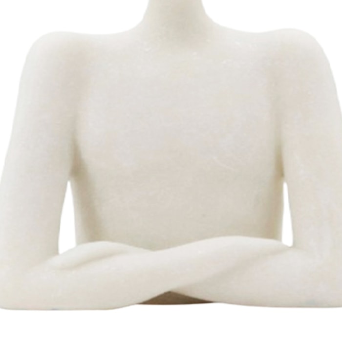 Escultura de Resina Figura em Pedra Observando Branco - 31cm - Madel Home