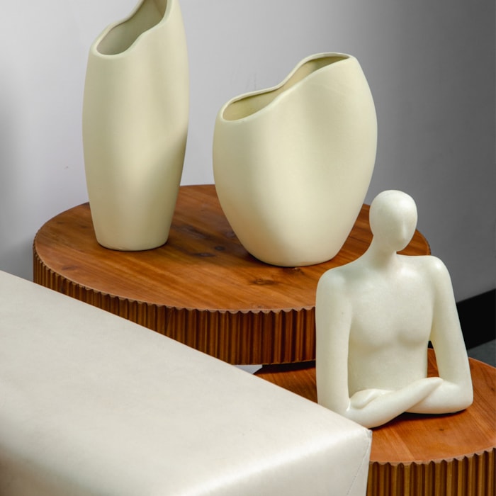 Escultura de Resina Figura em Pedra Observando Branco - 31cm - Madel Home
