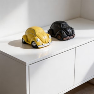 Escultura de Resina Fusca Retrô Amarelo - 16cm