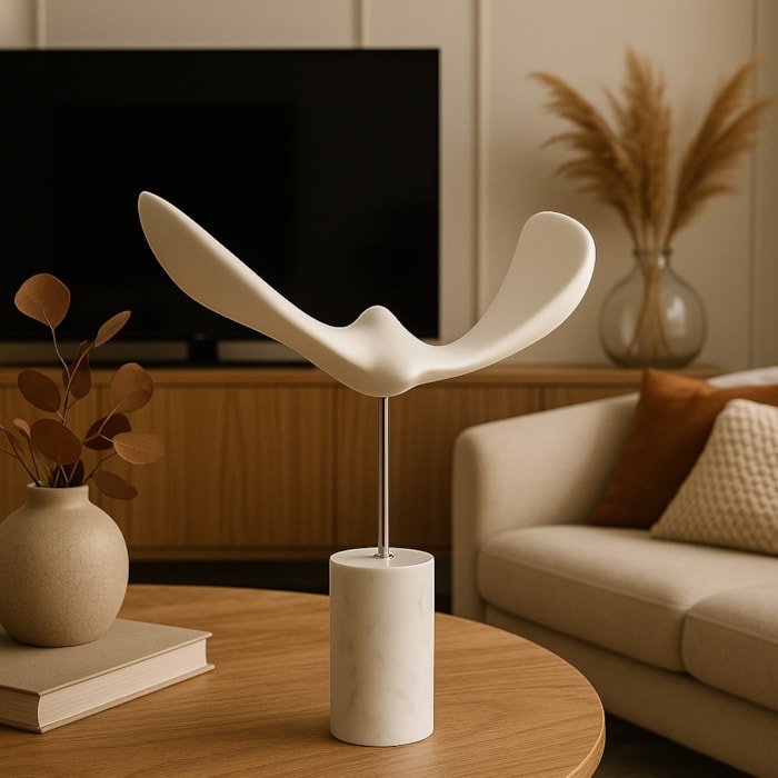 Escultura de Resina Gaivota Grande Branco - 47cm - Madel Home