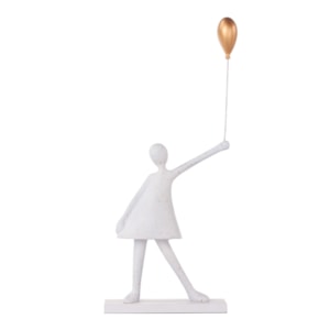 Escultura de Resina Menina Balão Flocado Dourado - 60cm