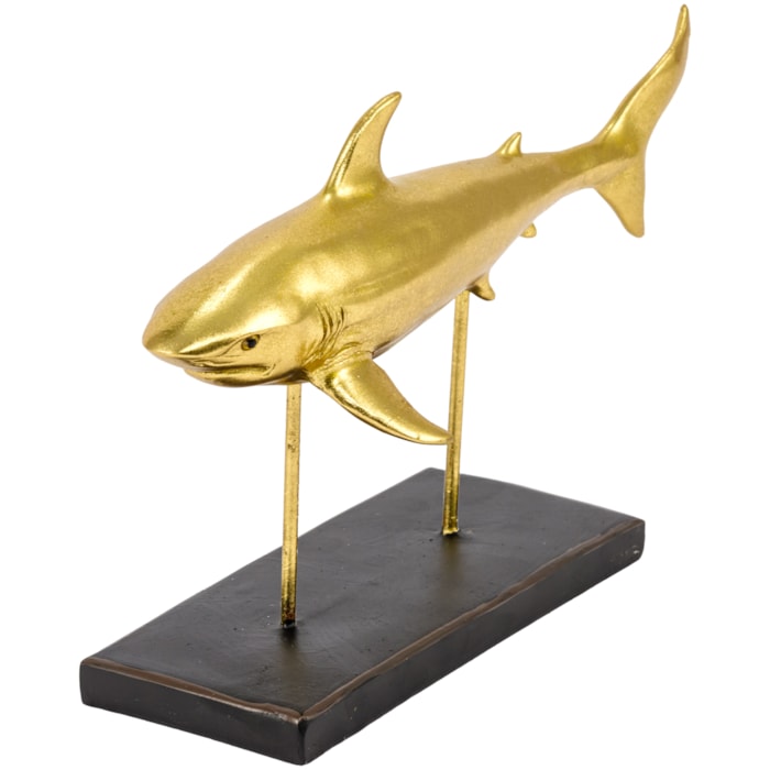 Escultura de Resina Tubarão Dourado - 30cm - Madel Home