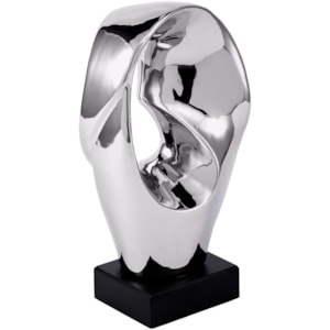 Escultura Decorativa de Cerâmica Moderna Forma Orgânica Grafite - 33cm