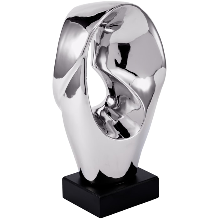 Escultura Decorativa de Cerâmica Moderna Forma Orgânica Grafite - 33cm - Madel Home