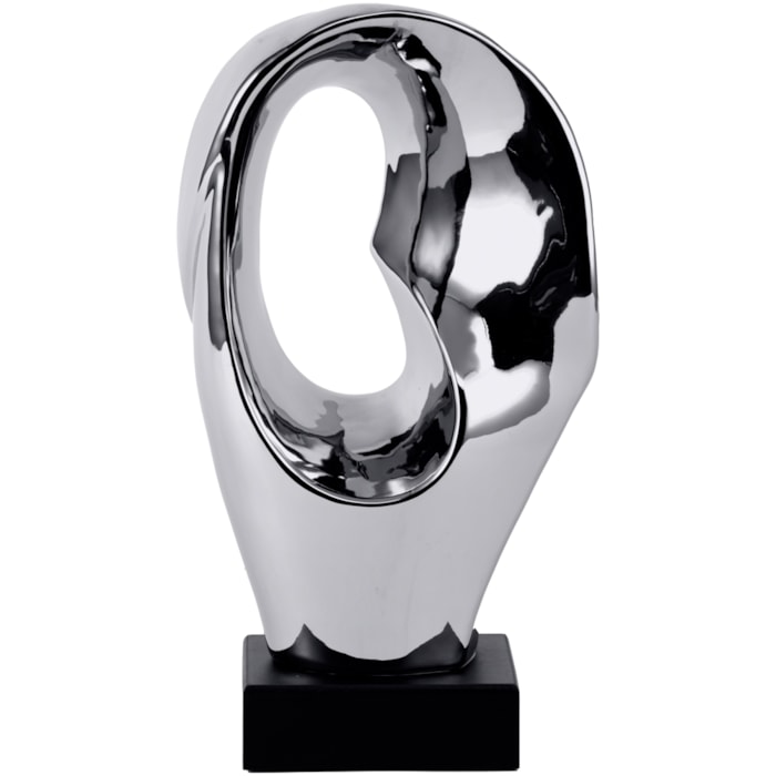 Escultura Decorativa de Cerâmica Moderna Forma Orgânica Grafite - 33cm - Madel Home
