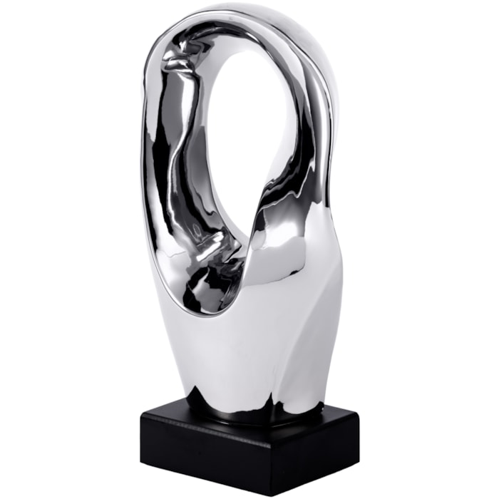 Escultura Decorativa de Cerâmica Moderna Forma Orgânica Grafite - 33cm - Madel Home