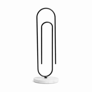 Escultura Decorativa de Mármore e Metal Clips Preto - 38cm