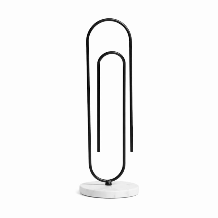 Escultura Decorativa de Mármore e Metal Clips Preto - 38cm - Madel Home