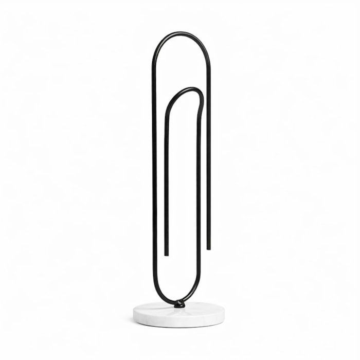 Escultura Decorativa de Mármore e Metal Clips Preto - 38cm - Madel Home