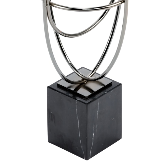 Escultura Decorativa de Metal Esfera Metálica Prata - 45cm - Madel Home
