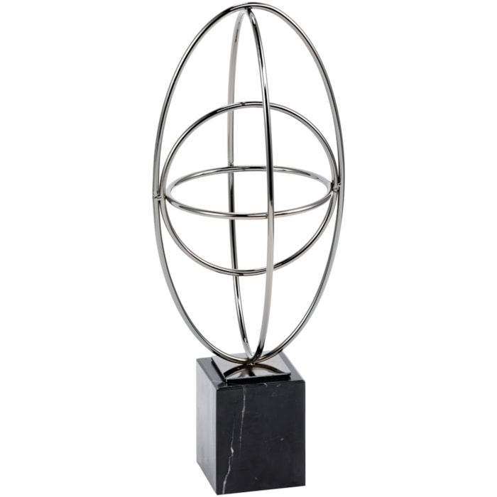 Escultura Decorativa de Metal Esfera Metálica Prata - 45cm - Madel Home