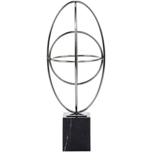 Escultura Decorativa de Metal Esfera Metálica Prata - 45cm