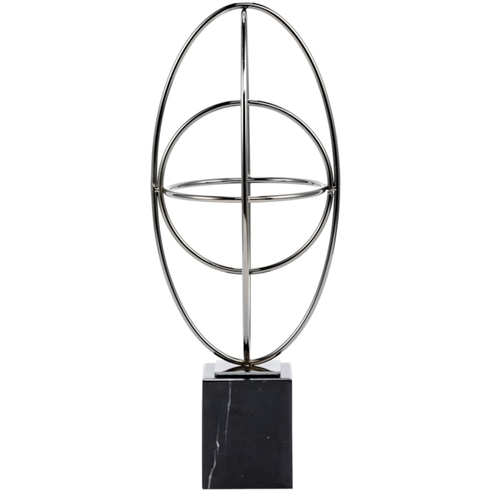 Escultura Decorativa de Metal Esfera Metálica Prata - 45cm - Madel Home