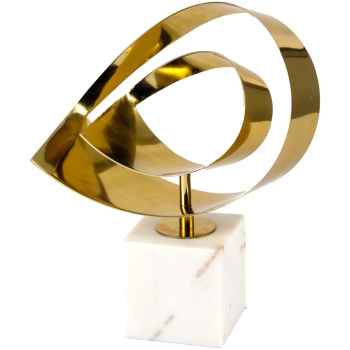 Escultura Decorativa de Metal Golden Flow Dourada - 33cm - Madel Home