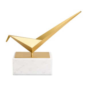 Escultura Decorativa de Metal Pássaro Origami Dourado - 44cm
