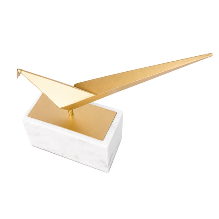 Escultura Decorativa de Metal Pássaro Origami Dourado - 44cm - Madel Home