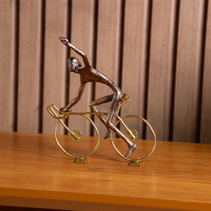 Escultura Decorativa de Resina e Metal Pedal Dourado - 18cm - Madel Home
