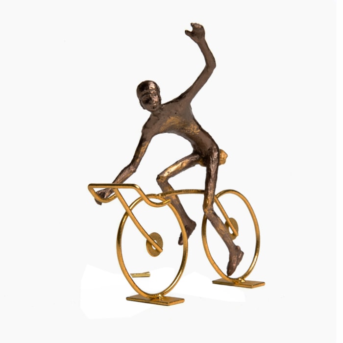 Escultura Decorativa de Resina e Metal Pedal Dourado - 18cm - Madel Home