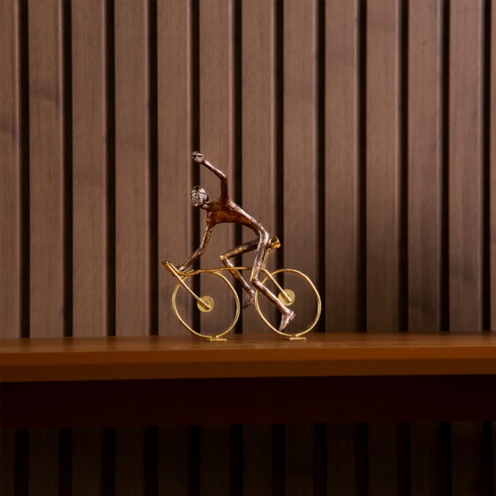 Escultura Decorativa de Resina e Metal Pedal Dourado - 18cm - Madel Home