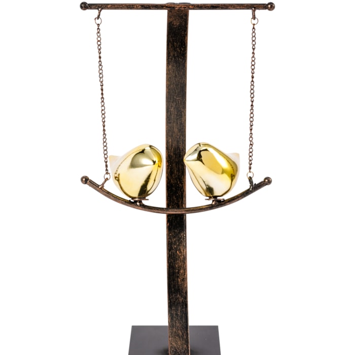 Escultura Decorativa de Resina Passarinhos Dourados - 38cm - Madel Home