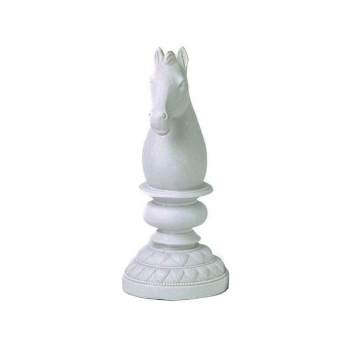 Escultura Xadrez Rei Rainha e Cavalo de Resina Branco - 20cm - Madel Home