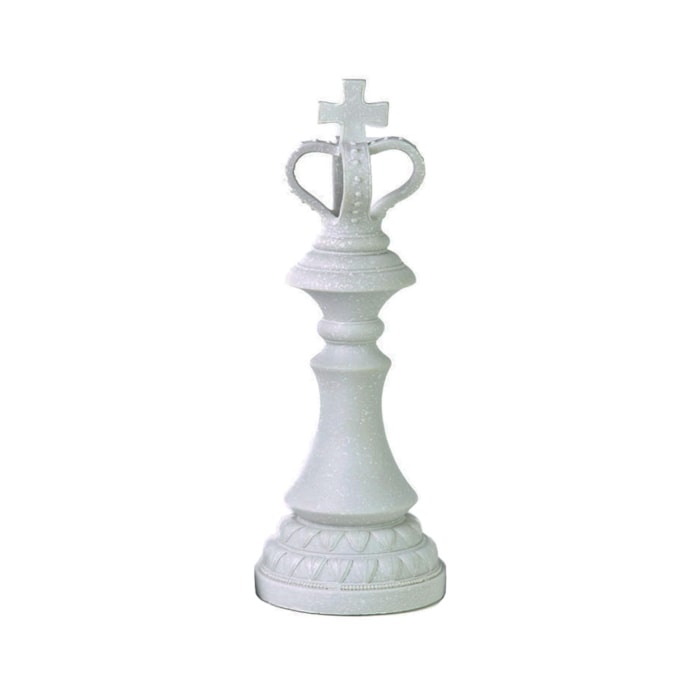 Escultura Xadrez Rei Rainha e Cavalo de Resina Branco - 20cm - Madel Home