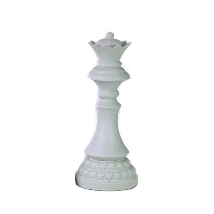 Escultura Xadrez Rei Rainha e Cavalo de Resina Branco - 20cm - Madel Home