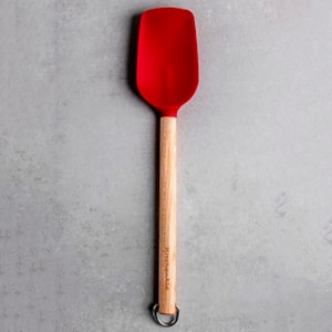 Espátula Colher em Silicone com Cabo Bambu Vermelho KitchenAid - 30cm