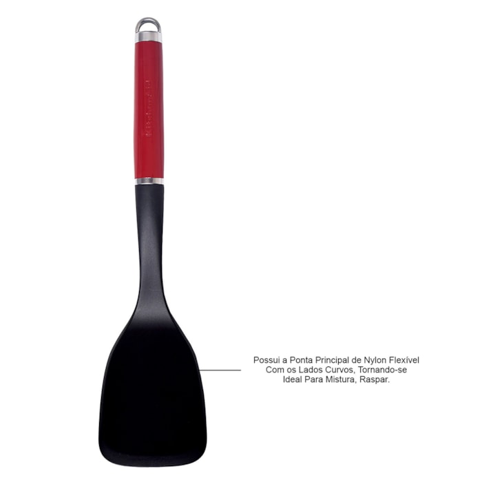 Espátula Culinária em Nylon Preto e Vermelho KitchenAid - 36cm - Madel Home