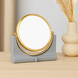 Espelho com Base em Resina e Metal Dourado - 25cm