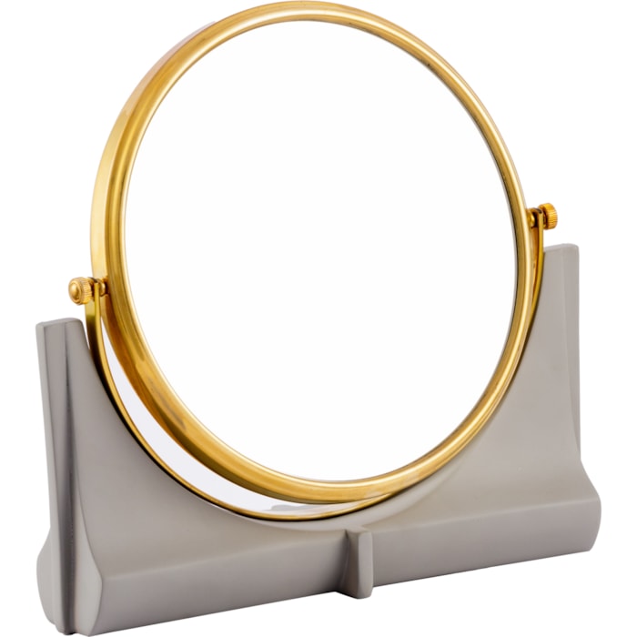 Espelho com Base em Resina e Metal Dourado - 25cm - Madel Home