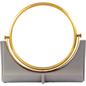 Espelho com Base em Resina e Metal Dourado - 25cm