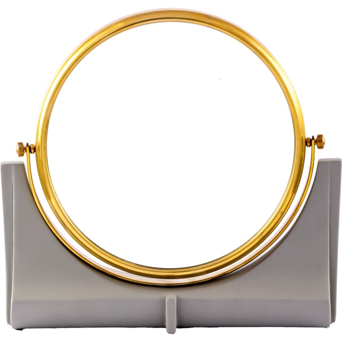 Espelho com Base em Resina e Metal Dourado - 25cm - Madel Home