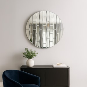 Espelho Decorativo Circular com Efeito Trama - 80cm