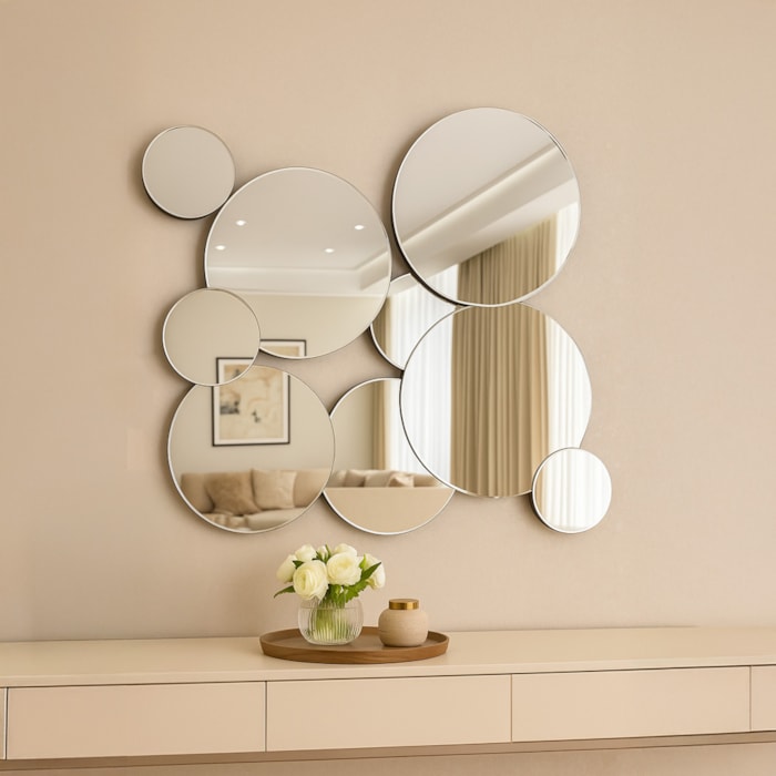 Espelho Decorativo Círculos Sobrepostos - 80cm - Madel Home