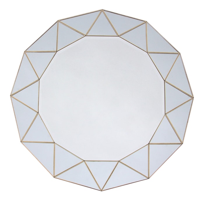 Espelho Decorativo Geométrico com Moldura em Metal Dourado - 80cm - Madel Home