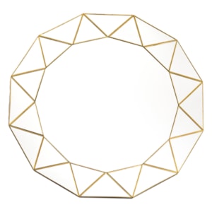 Espelho Decorativo Geométrico com Moldura em Metal Dourado - 80cm