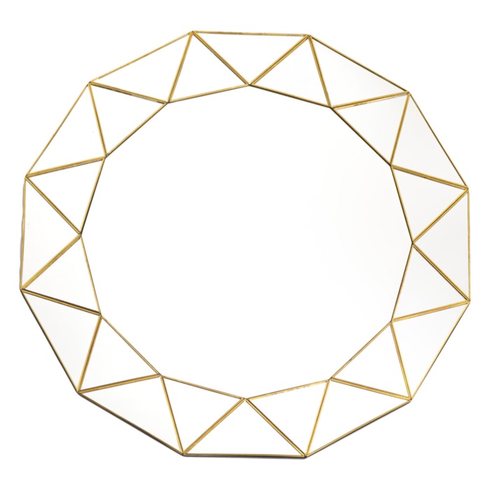 Espelho Decorativo Geométrico com Moldura em Metal Dourado - 80cm - Madel Home