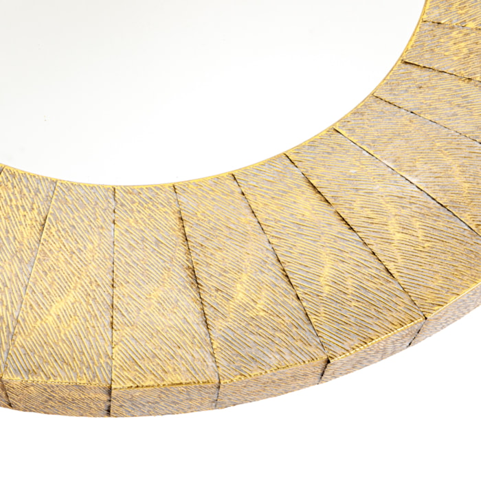 Espelho Decorativo Redondo com Moldura em Metal Dourado - 80cm - Madel Home