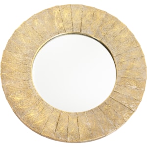 Espelho Decorativo Redondo com Moldura em Metal Dourado - 80cm