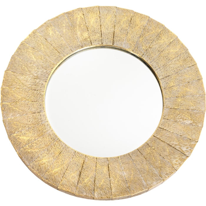 Espelho Decorativo Redondo com Moldura em Metal Dourado - 80cm - Madel Home