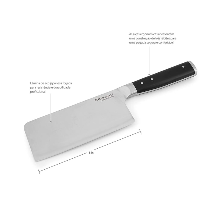 Faca Cutelo Forjada com Capa Protetora KitchenAid - 29cm - Madel Home