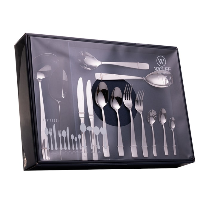 Faqueiro 101 Peças de Aço Inox com Caixa Litografada Pisa Wolff - Madel Home