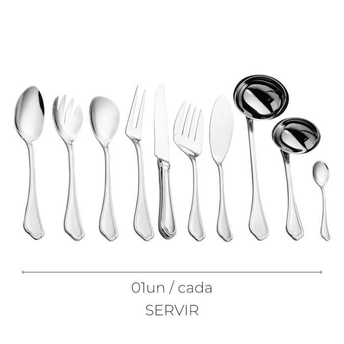 Faqueiro 130 Peças de Aço Inox sem Estojo Zurich Wolff - Madel Home